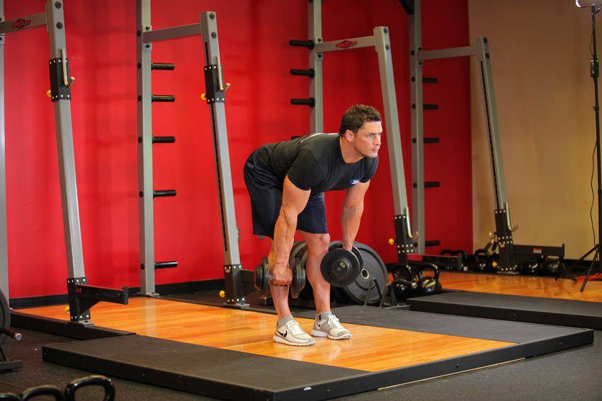 Dumbbell Stiff-Leg Deadlift - Finish position