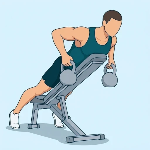Chest-Supported Kettlebell Row - Finish position