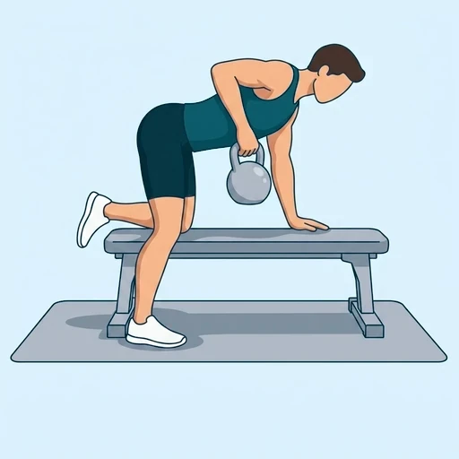 One-Arm Kettlebell Row - Finish position