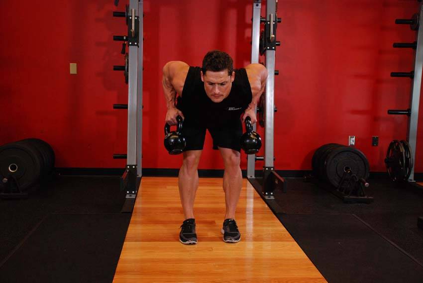Two-Arm Kettlebell Row - Finish position