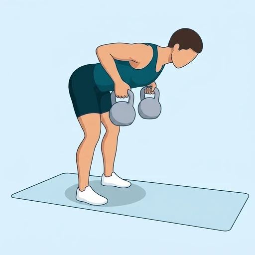 Two-Arm Kettlebell Row - Finish position