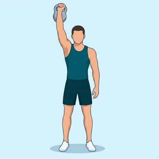 One-Arm Kettlebell Press - Finish position