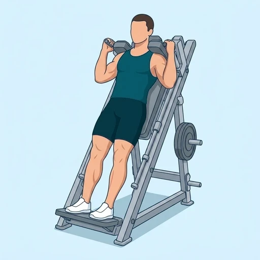 Hack Squat Calf Raises - Start position